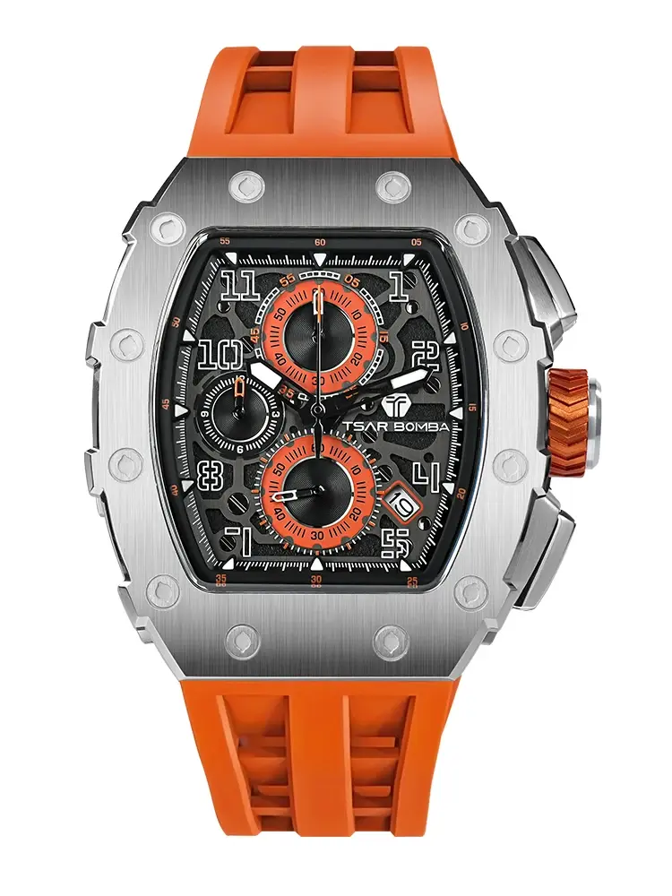 Thumbnail: TSAR BOMBA Tonneau Mens Watches Sapphire Wristwatch