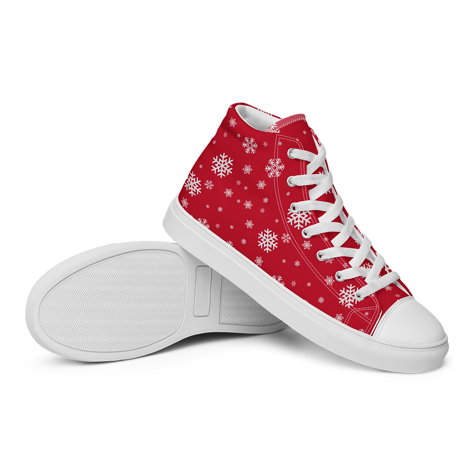 Thumbnail: 8T Clothing - Snow Flake Red - Men’s High Top Canvas Shoes