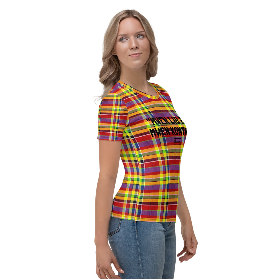 Thumbnail: 8T Clothing Madras 1 - (I am Free And I am Happy) Women's T-Shirt