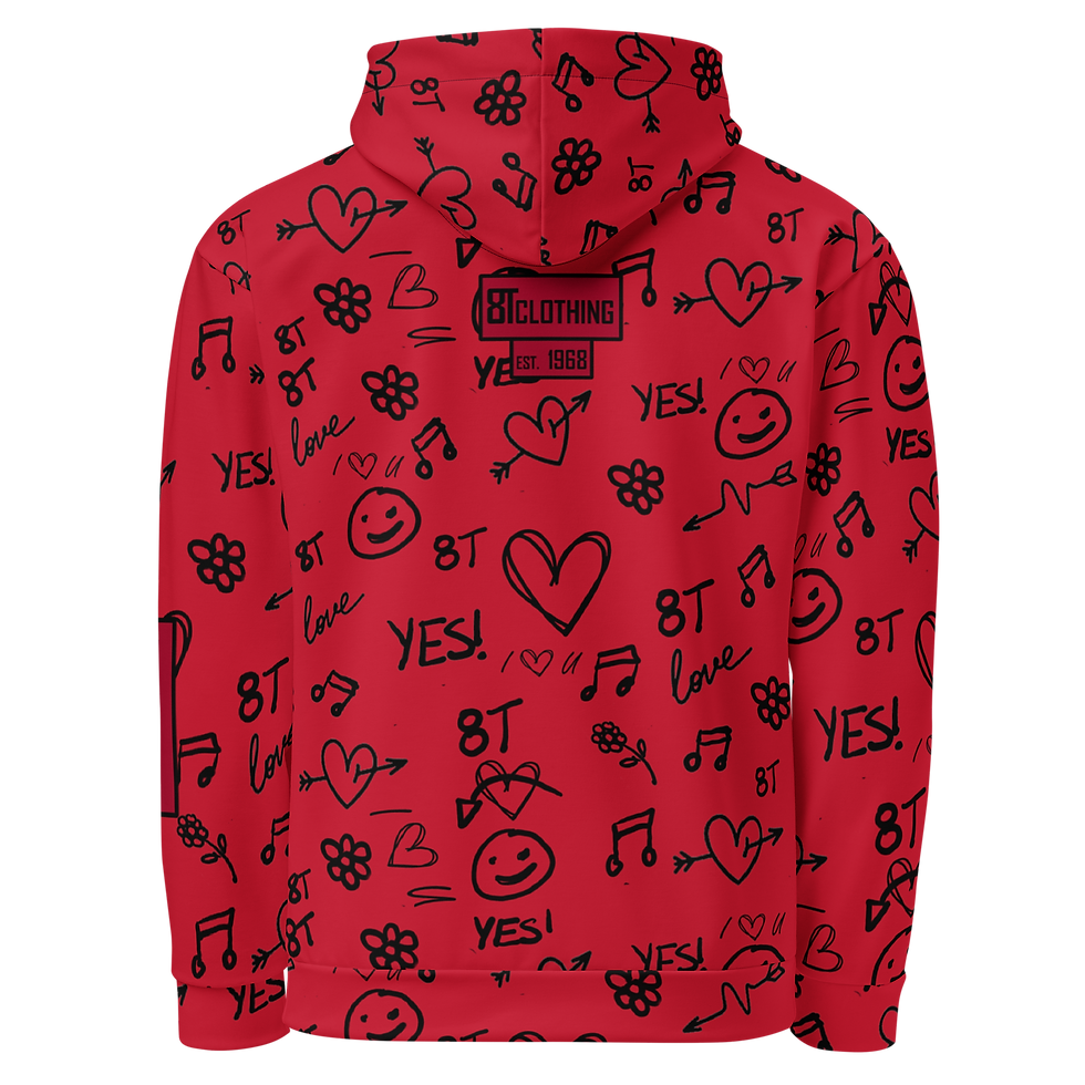 Thumbnail: 8T Clothing Valentines Doodle Minimal - Unisex Hoodie