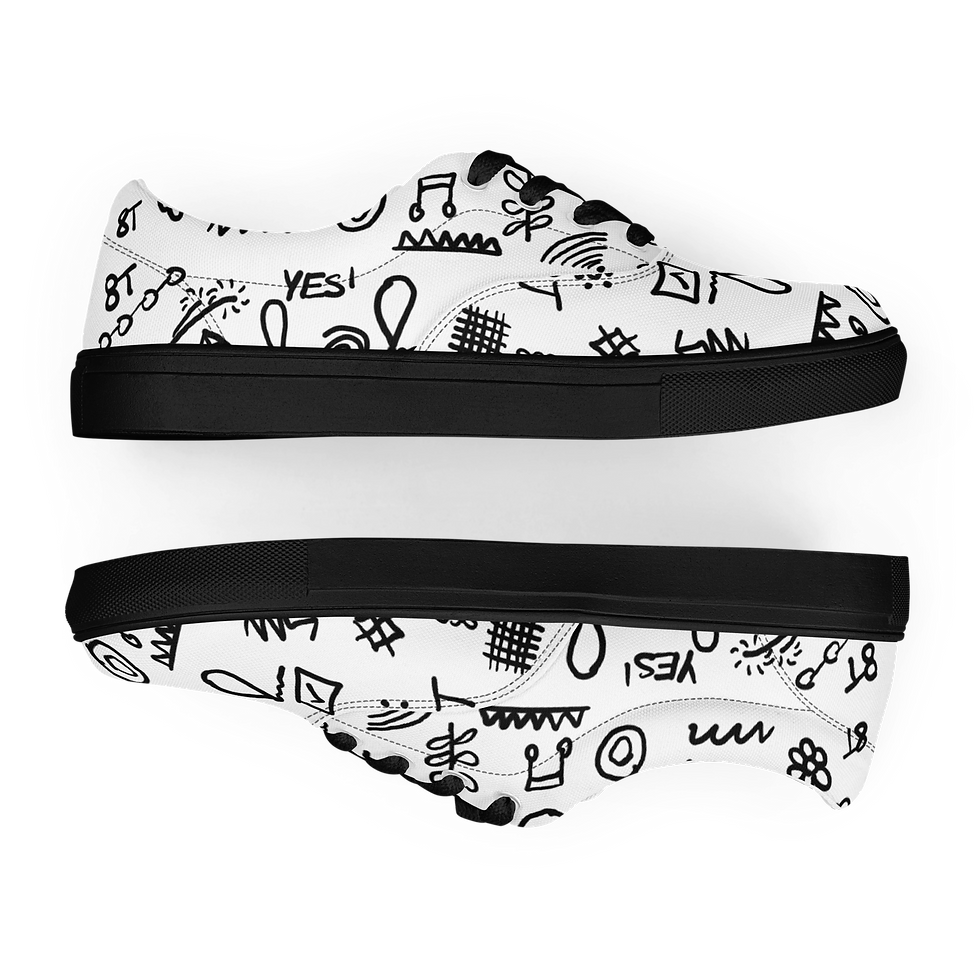 Thumbnail: 8T Clothing - Doodle Minimal -  Lace-up Canvas Shoes