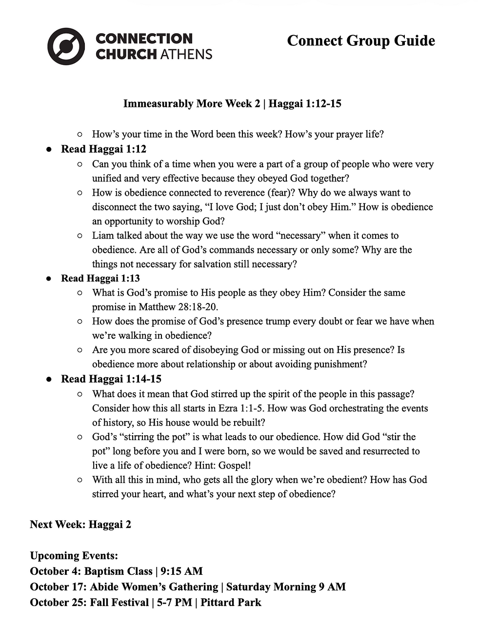 Connect Group Guide: Haggai 1:12-15
