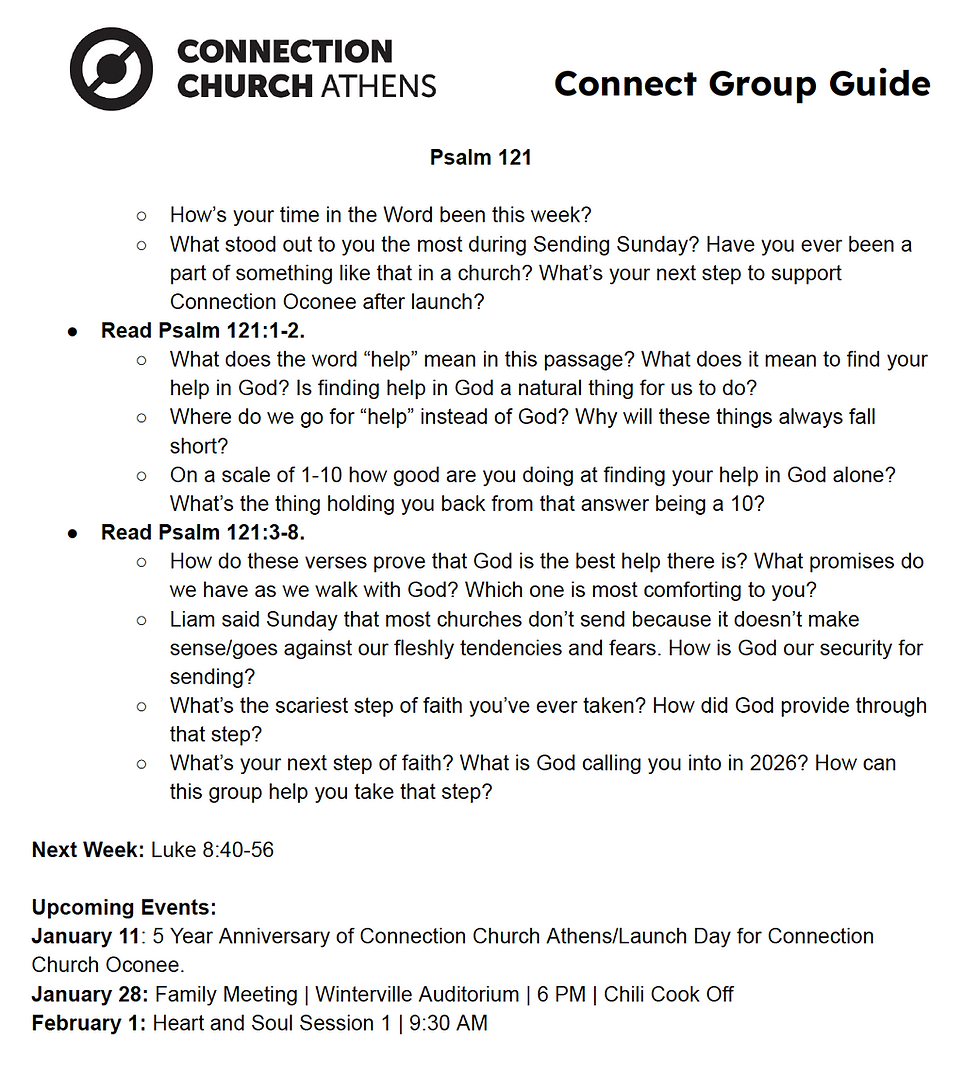 Connect Group Guide: Psalm 121