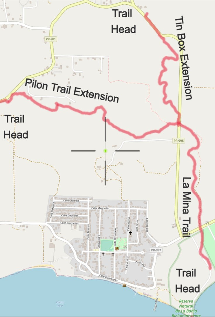 La Mina Trail Map with Trail Extensions