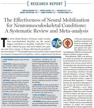 Evidence based practice neural mobilization:
there is good evidence that neural tissue mobilization techniques works well for back and neck nerve related pain disorders.
Neural mobilization facilitates movement between neural structures and their surrounding (interface) through manual therapy or exercise.
Please note that prior assessment must first be carried out prior to implementing the techniques or exercises.
Basson, A., Olivier, B., Ellis, R., Coppieters, M., Stewart, A., & Mudzi, W. (2017). The effectiveness of neural mobilization for neuromusculoskeletal conditions: a systematic review and meta-analysis. journal of orthopaedic & sports physical therapy, 47(9), 593-615.