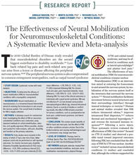 Evidence based practice neural mobilization:
there is good evidence that neural tissue mobilization techniques works well for back and neck nerve related pain disorders.
Neural mobilization facilitates movement between neural structures and their surrounding (interface) through manual therapy or exercise.
Please note that prior assessment must first be carried out prior to implementing the techniques or exercises.
Basson, A., Olivier, B., Ellis, R., Coppieters, M., Stewart, A., & Mudzi, W. (2017). The effectiveness of neural mobilization for neuromusculoskeletal conditions: a systematic review and meta-analysis. journal of orthopaedic & sports physical therapy, 47(9), 593-615.