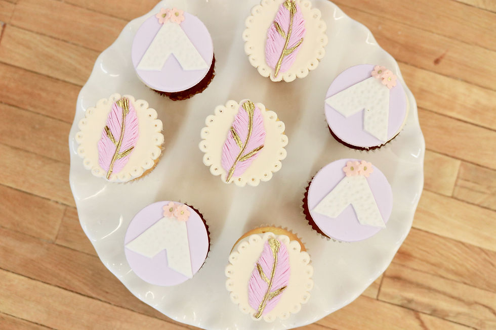 6 Bohemian mini cupcakes