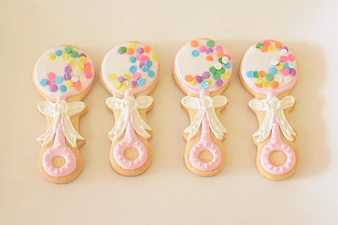 6 Rainbow Rattle Cookies Sugarbabiesbakeshop