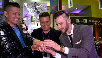 Magician performs cocktail magic during party in San Jose CA