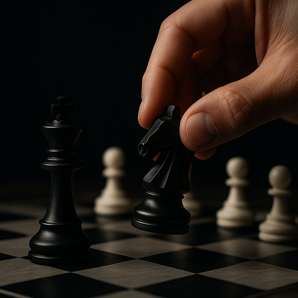 A stock photo of a hand moving a chess piece, demonstrating a precise decision in action.