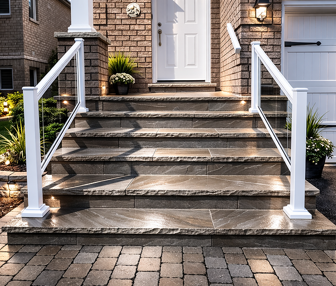 Pickering Stone Porch and Steps with Peak Railing SMC Masonry.png