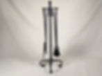A hand forged Eye Range fireplace companion set, inc. poker, tongs, shovel and brush handmade by Tom Fell - Blacksmith