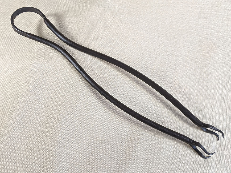 Thumbnail: A hand forged set of Fireplace Tongs in the Wrap range, by Tom Fell - Blacksmith