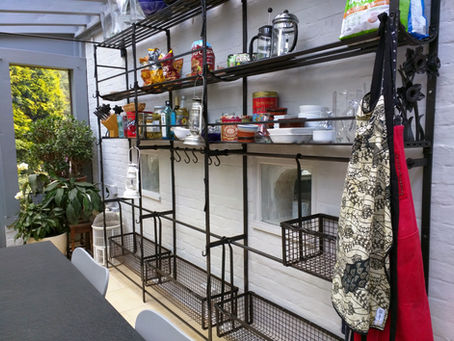 A bespoke kitchen shelving unit forged by Tom Fell - Blacksmith