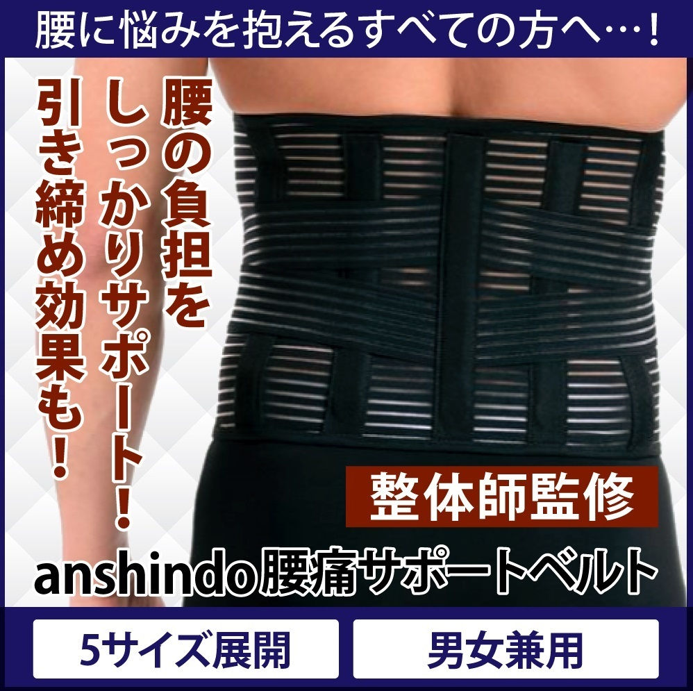 【整体師監修】ANSINDO 腰痛ベルト 腰サポーター メッシュ 5本支柱 ガッチリ固定 腰コルセット 骨盤補正 男女兼用 S M L XL XXL