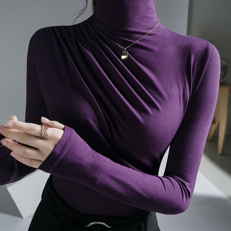 Thumbnail: 2023 Pleated High Neck for Women Blusas Clothes for Women Tops Shirts Blouses