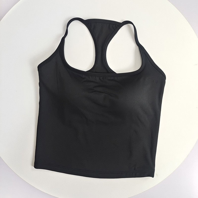 Thumbnail: Women's Color-Blocked Thin-Strap Backless Yoga Tank Top - Spaghetti Strap, with 