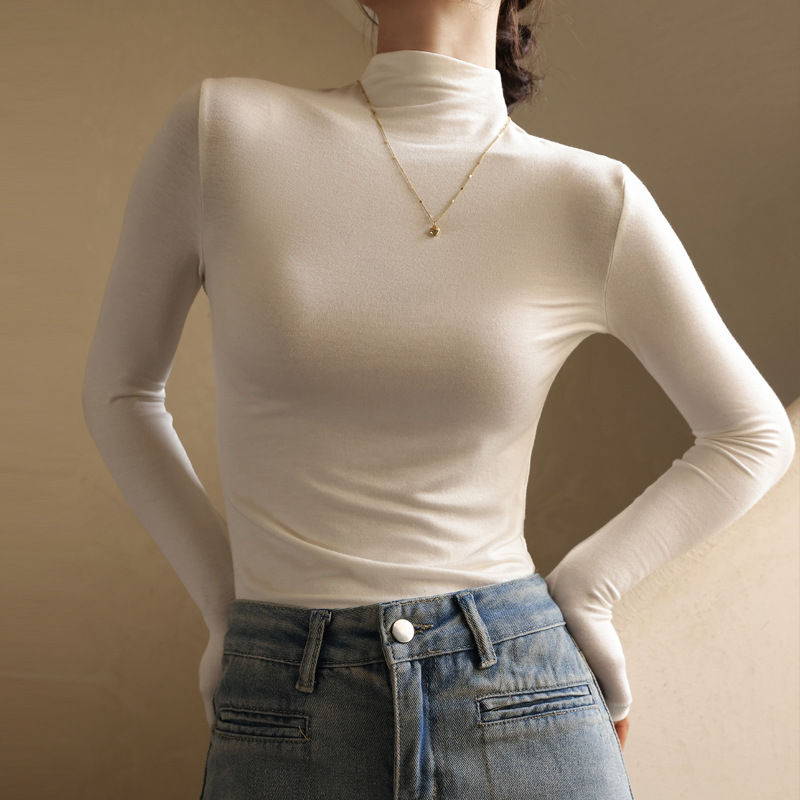 Thumbnail: Women's Solid Innerwear Pullovers Sweaters Autumn Winter Casual Long Sleeve Bott