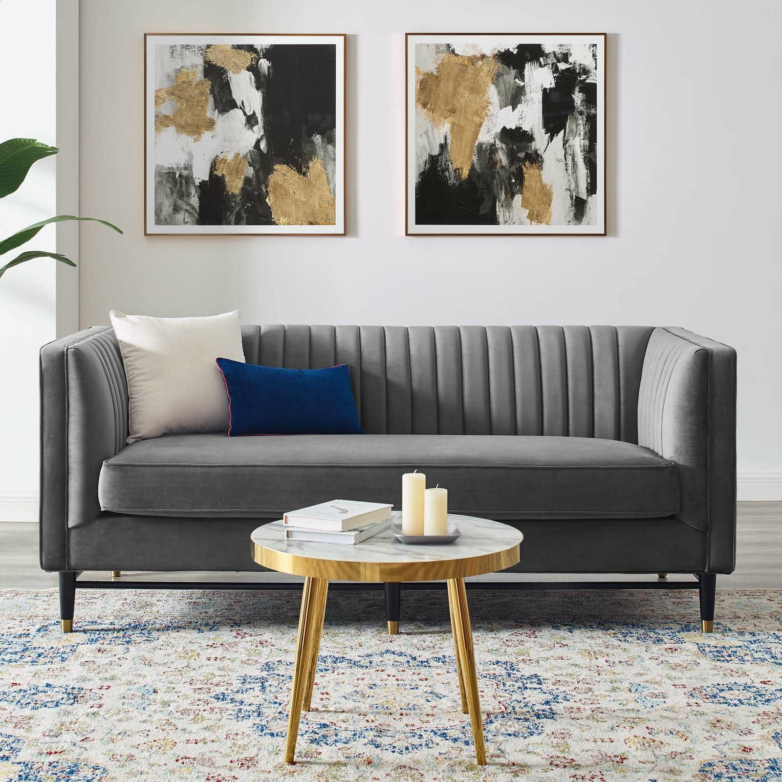 Larry Channel Tufted Performance Velvet Loveseat