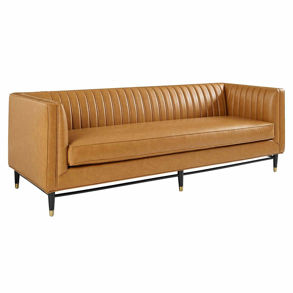Thumbnail: Larry Channel Tufted Vegan Leather Sofa