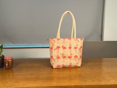jute red bird handbag .HEIC