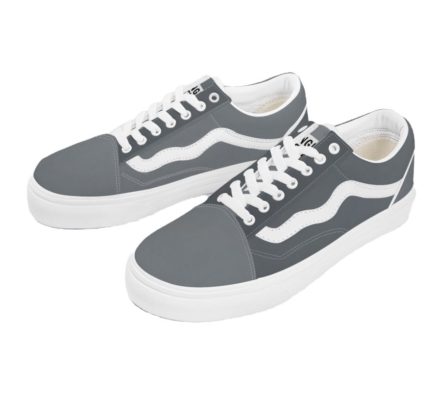 Low-Top Canvas Sneakers in Metal Greys
