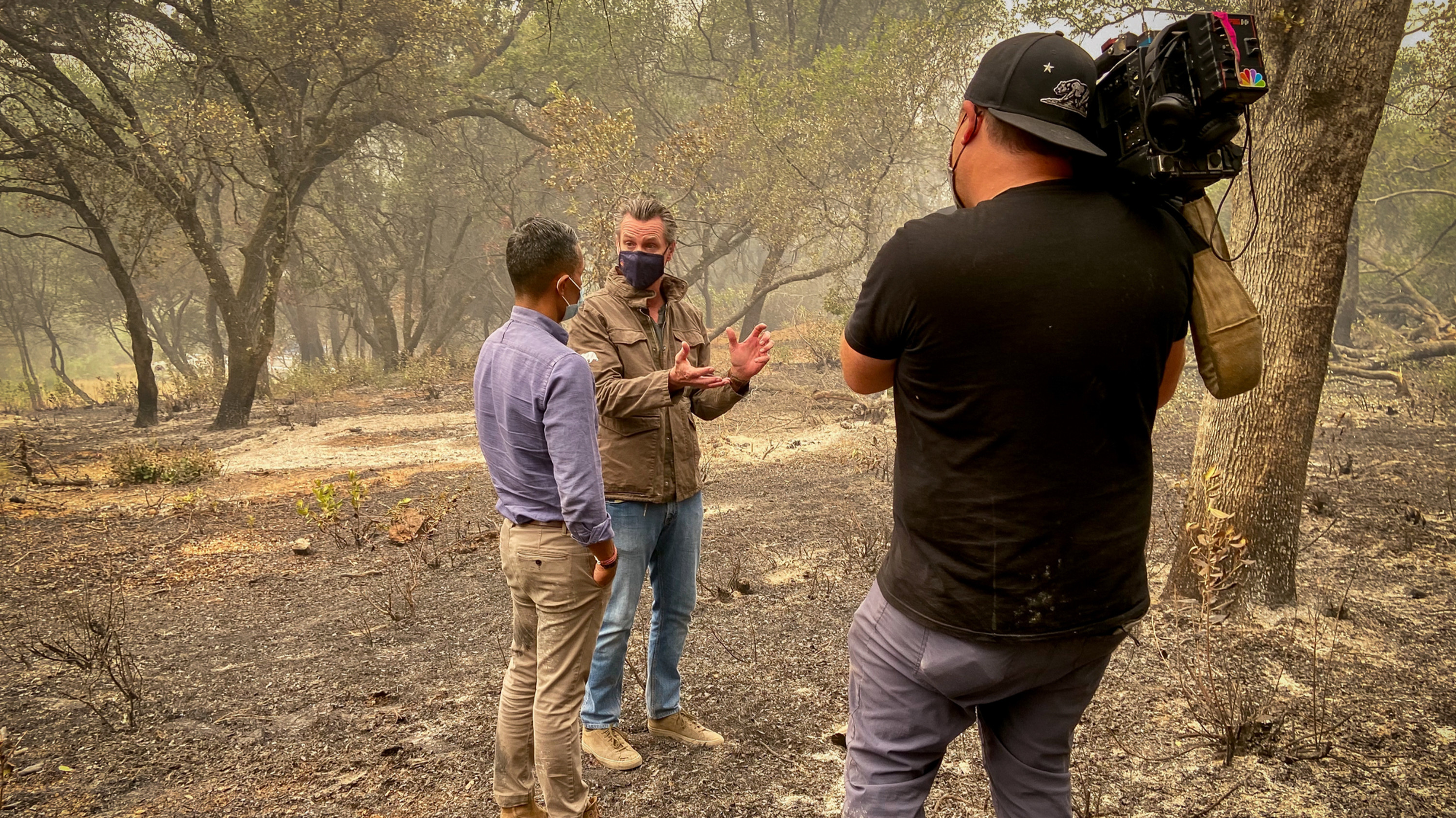 California Gov. Gavin Newsom speaks with NBC Nightly News in a recent fire zone