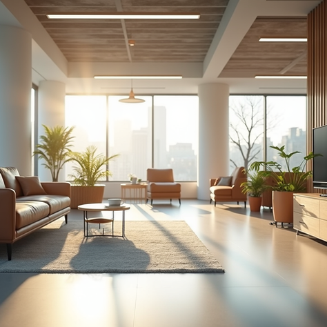 Modern stylish office interior with natural lighting
