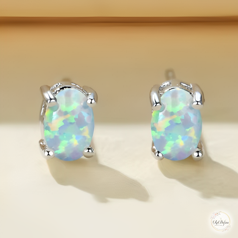 Opal Oval Stud Earrings