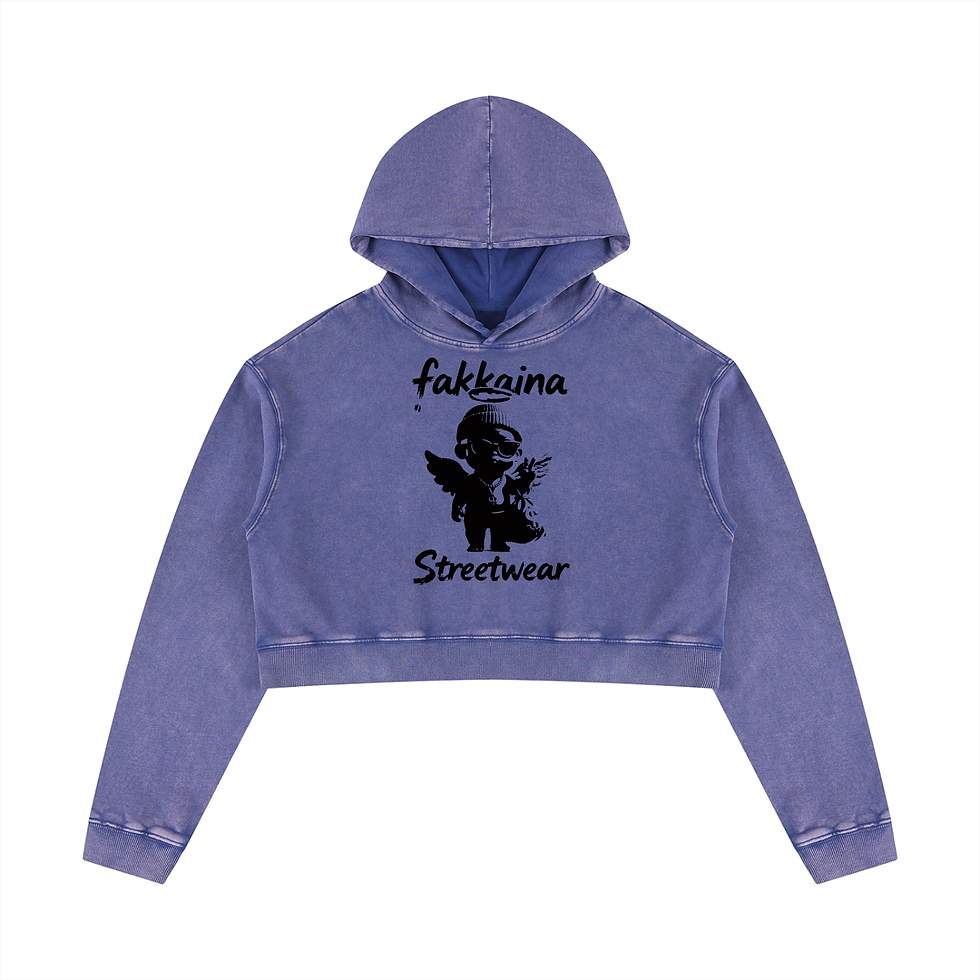 Miniatyrbild: Fakkaina Women’s Mineral Washed Crop Hoodie