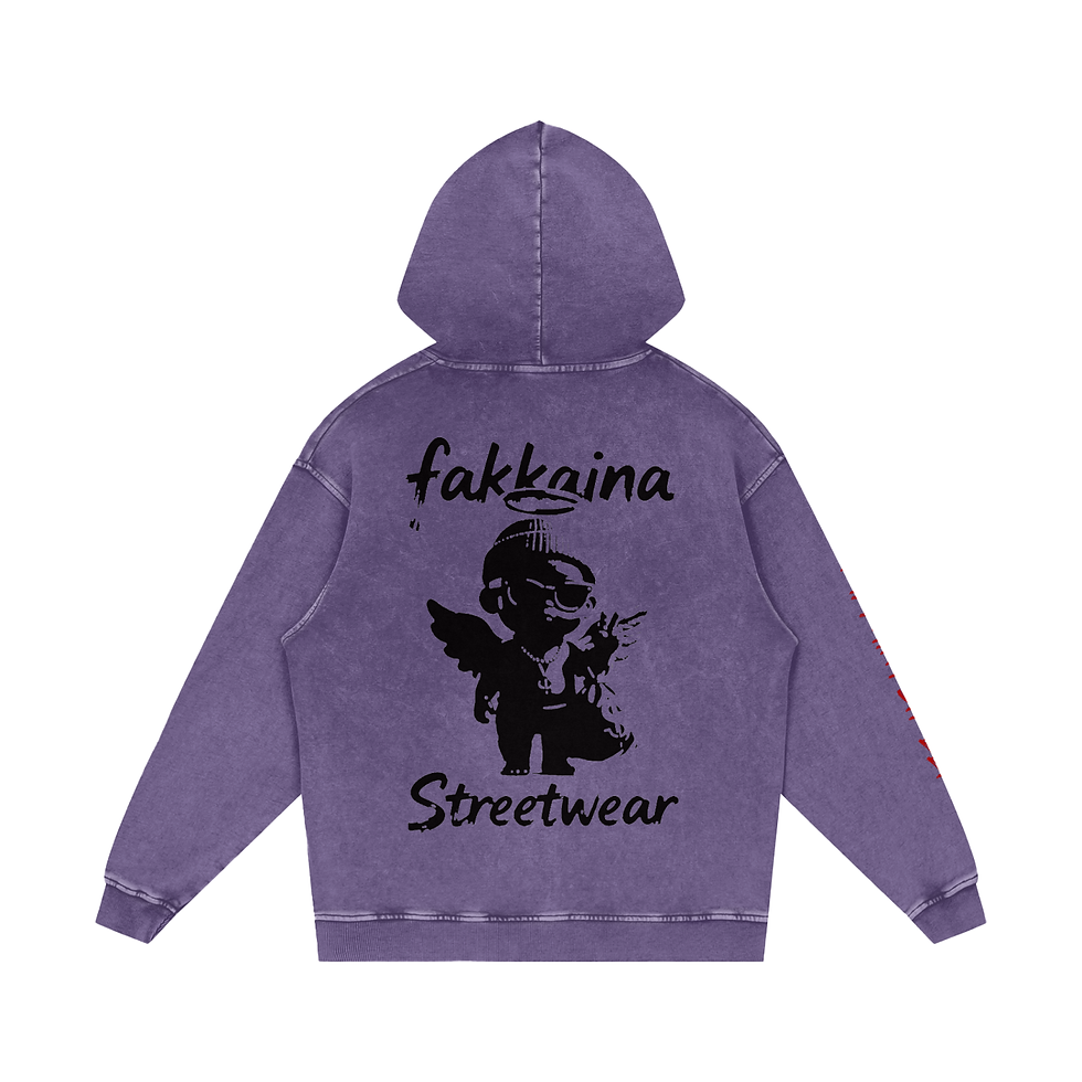 Miniatyrbild: Fakkaina Snow Washed Loose Cotton Hoodie