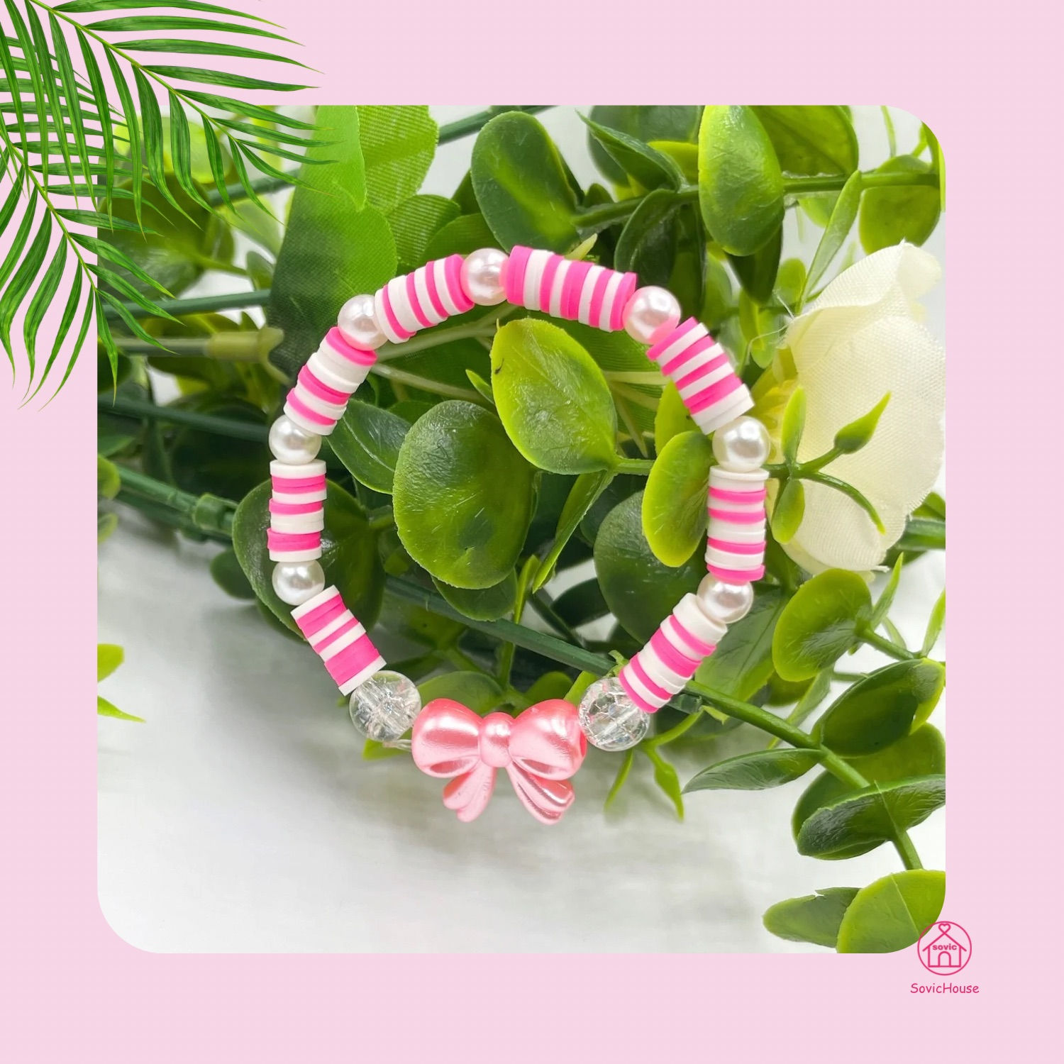 Pearl Bow & Clay Beads Bracelet (Style 2)