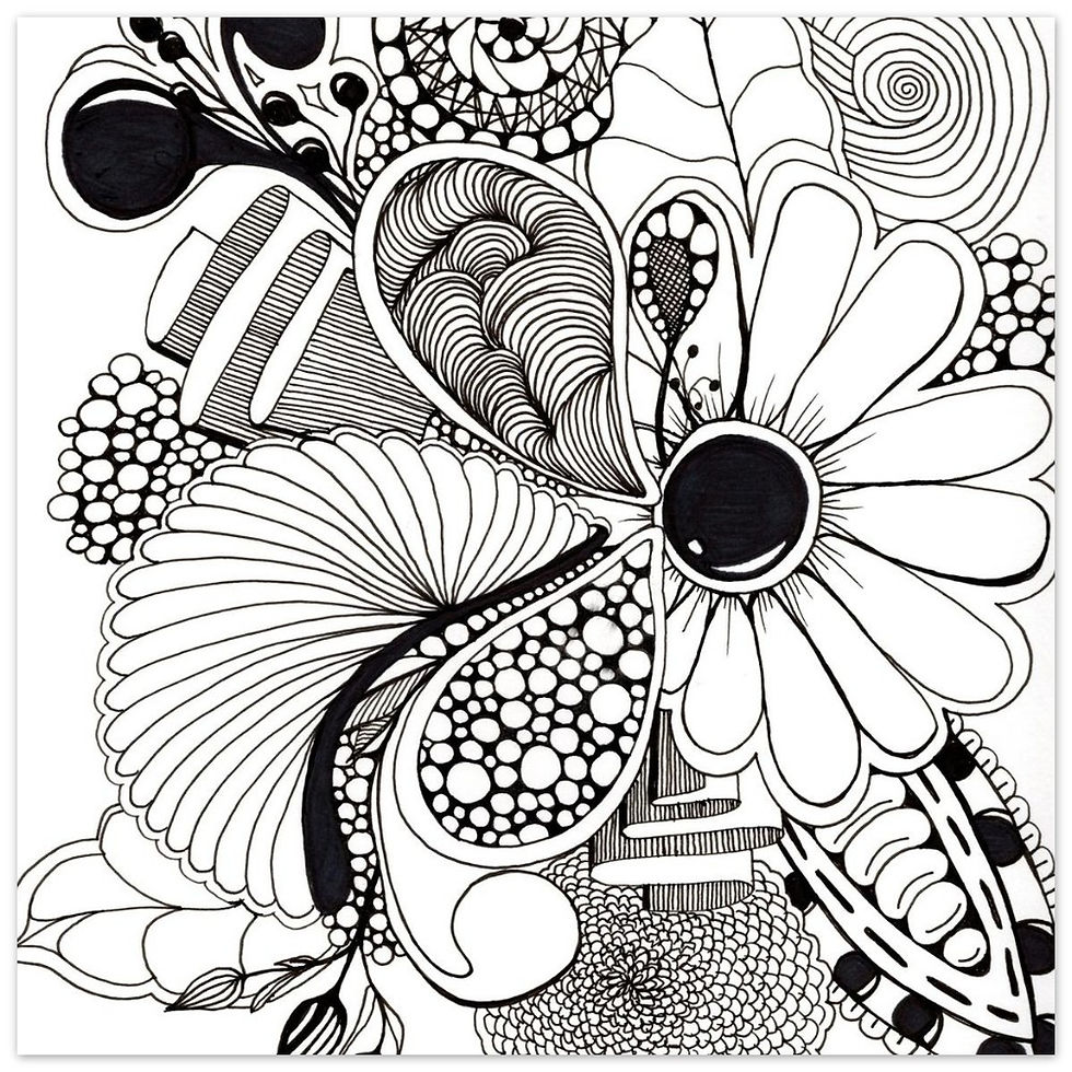 Thumbnail: Abstract Flower Power - Black and White Fine Art Print