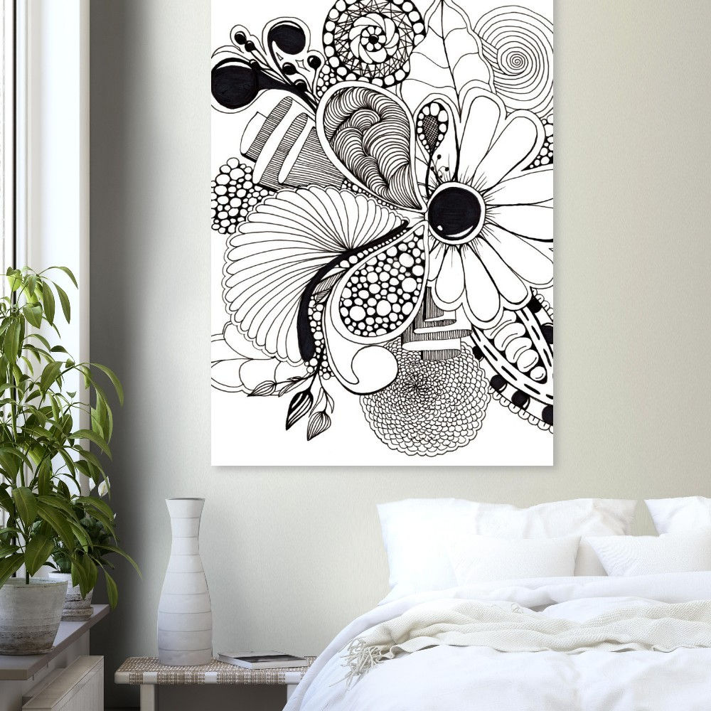Abstract Flower Power - Black and White Fine Art Print