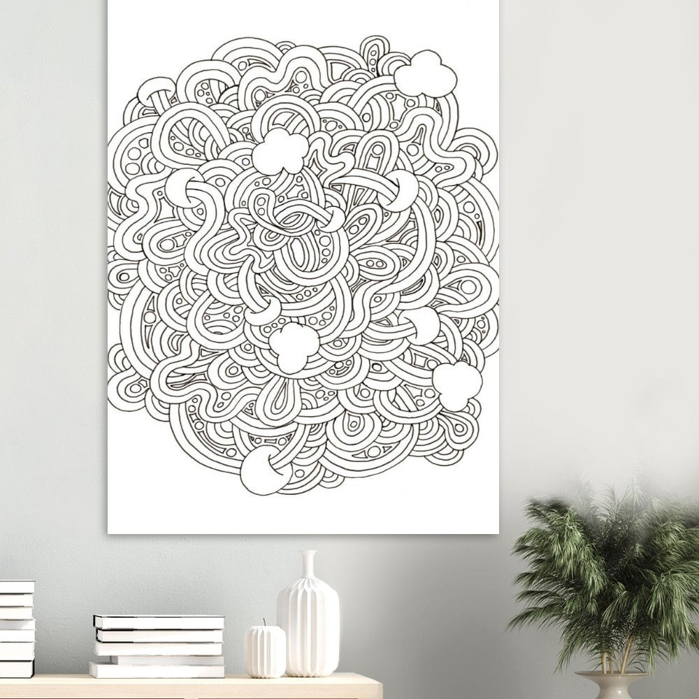 Mushroom Land Abstract - Black and White Fine Art Print