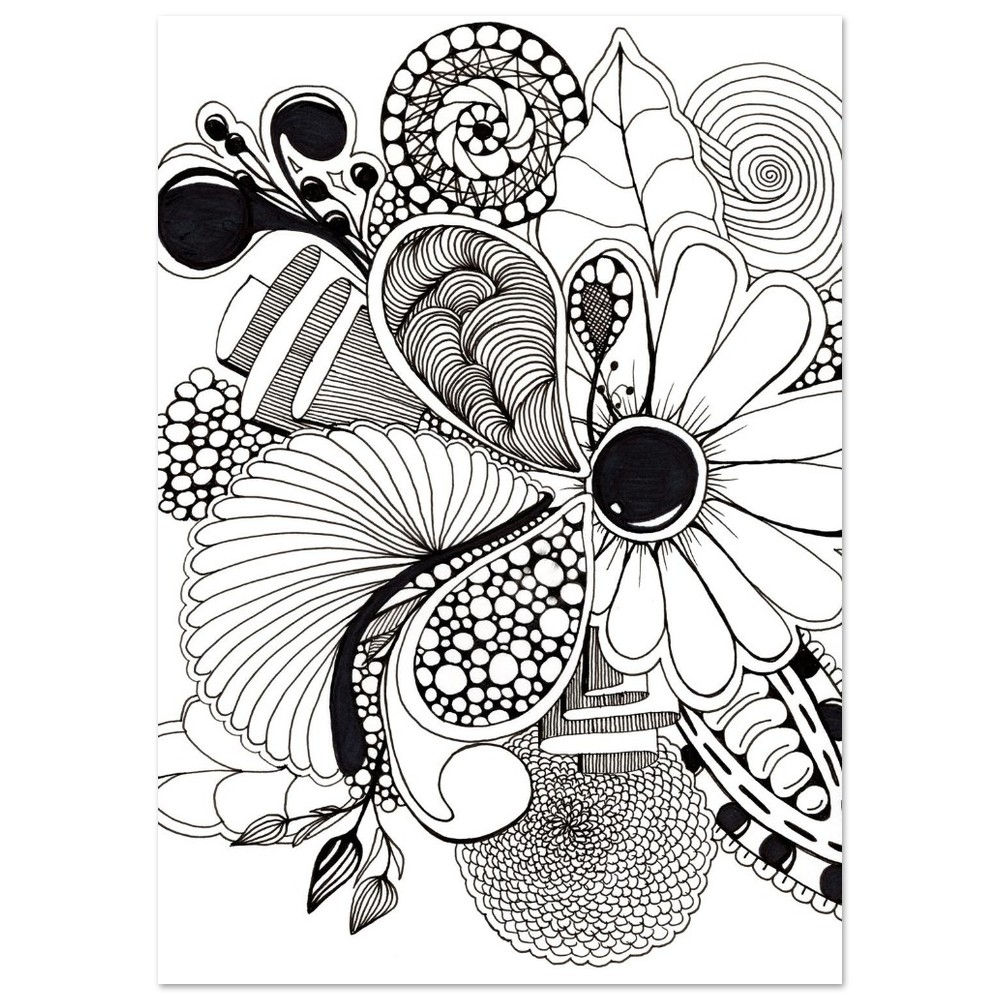 Abstract Flower Power - Black and White Fine Art Print