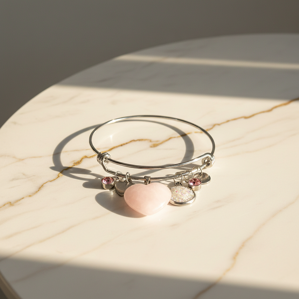 Thumbnail: Natural Stone Heart Bangle