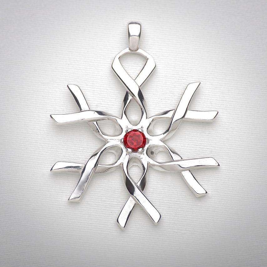 Six Ribbon Pendant - Garnet