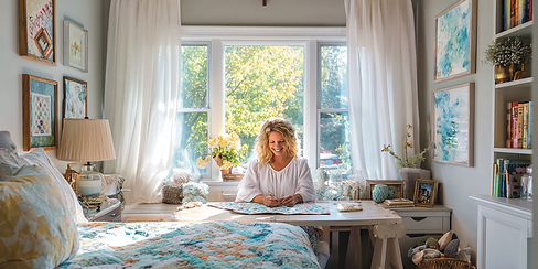 friskyfoxtrot_daytime_indoor_shot_of_a_woman_happily_sewing_a_8e40b69b-91d1-4b14-87ef-8b77