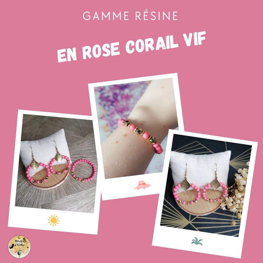 Parure rose corail vif