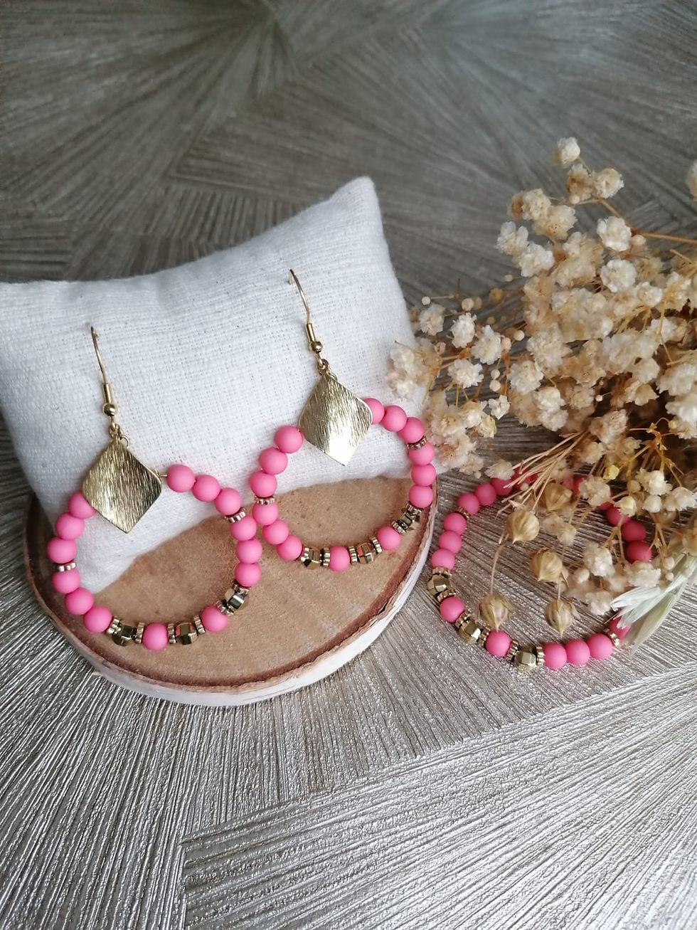Miniature : Parure rose corail vif