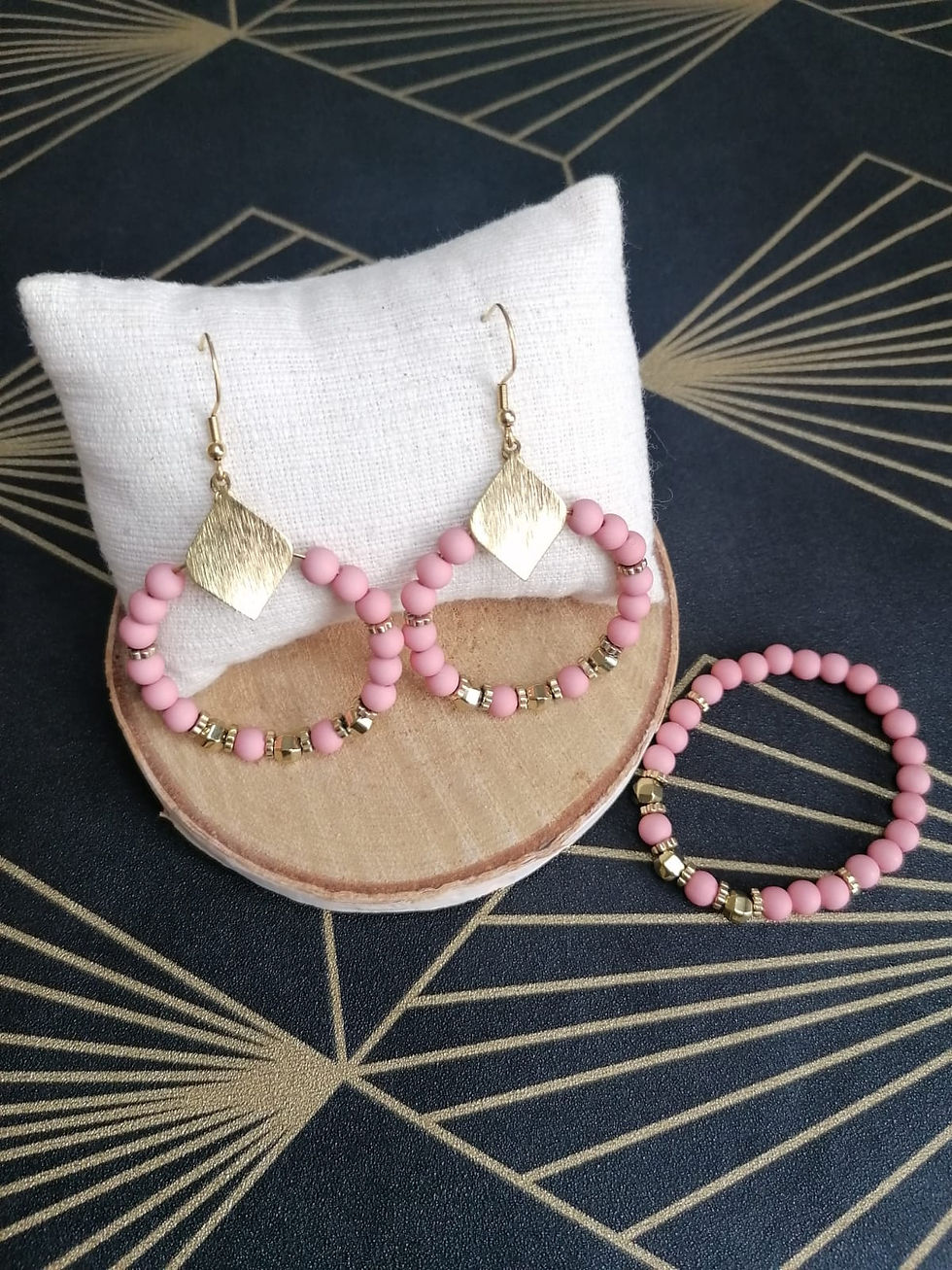 Miniature : Parure rose fleur de pêche