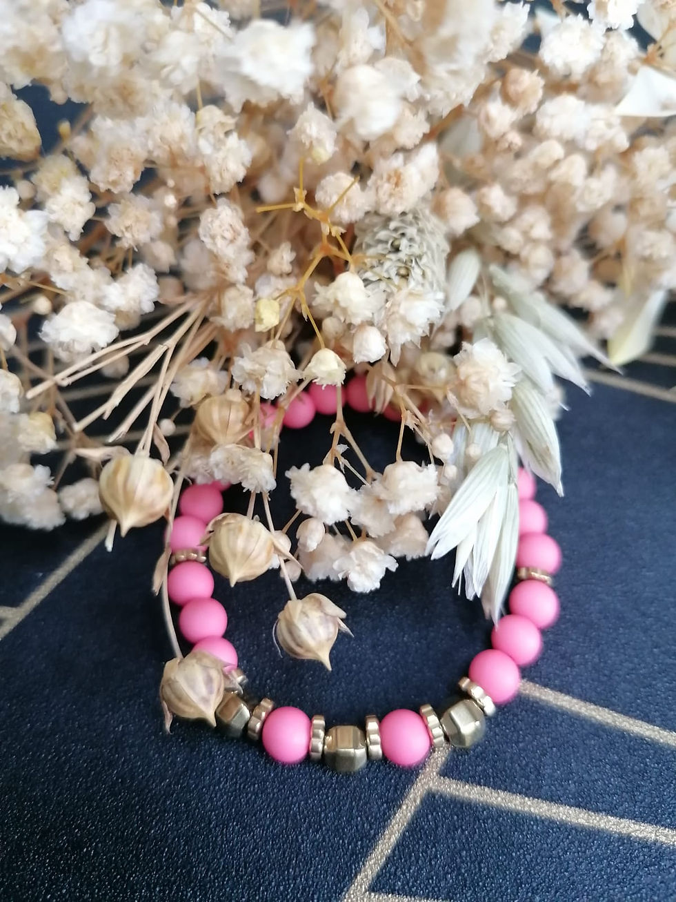 Miniature : Parure rose corail vif