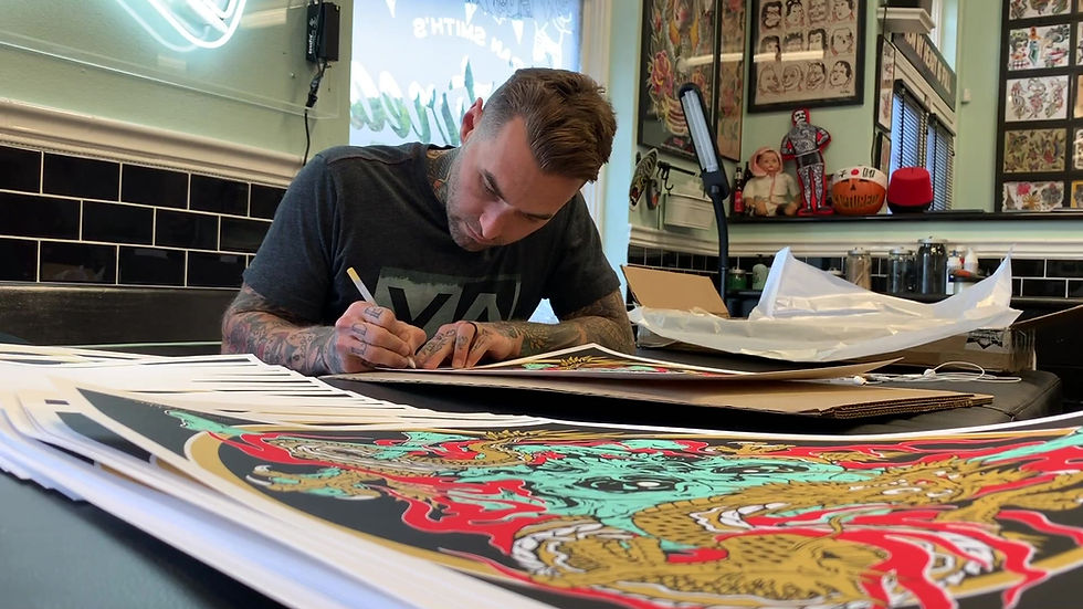 Thumbnail: Shaun Topper's "Golden Dragon" Hand Screened Prints