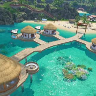 A village or town resting between the sea and land.