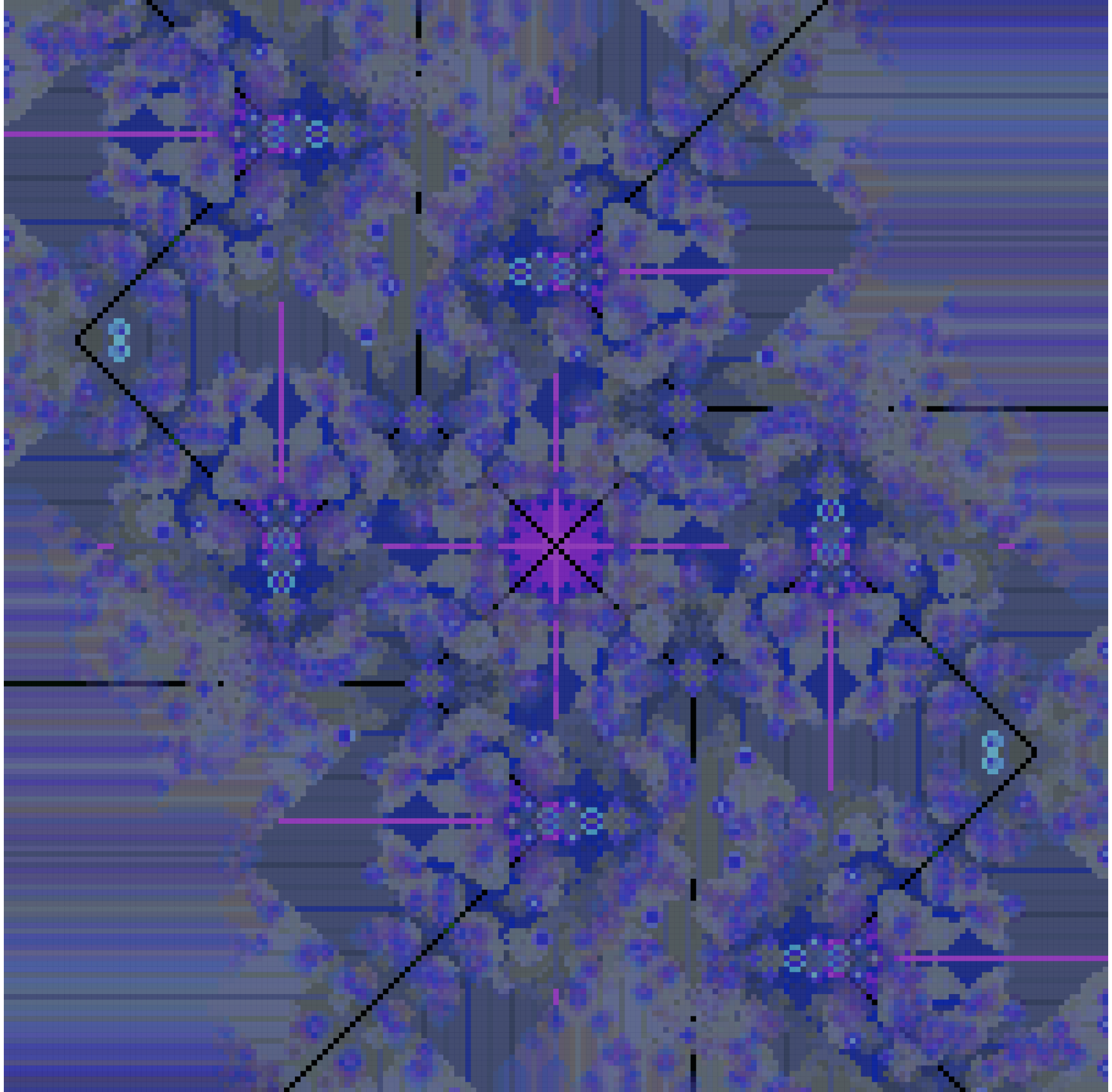 Screenshot of mono no aware #115 "indigo" from the artist's blog, showing violet stepped forms
