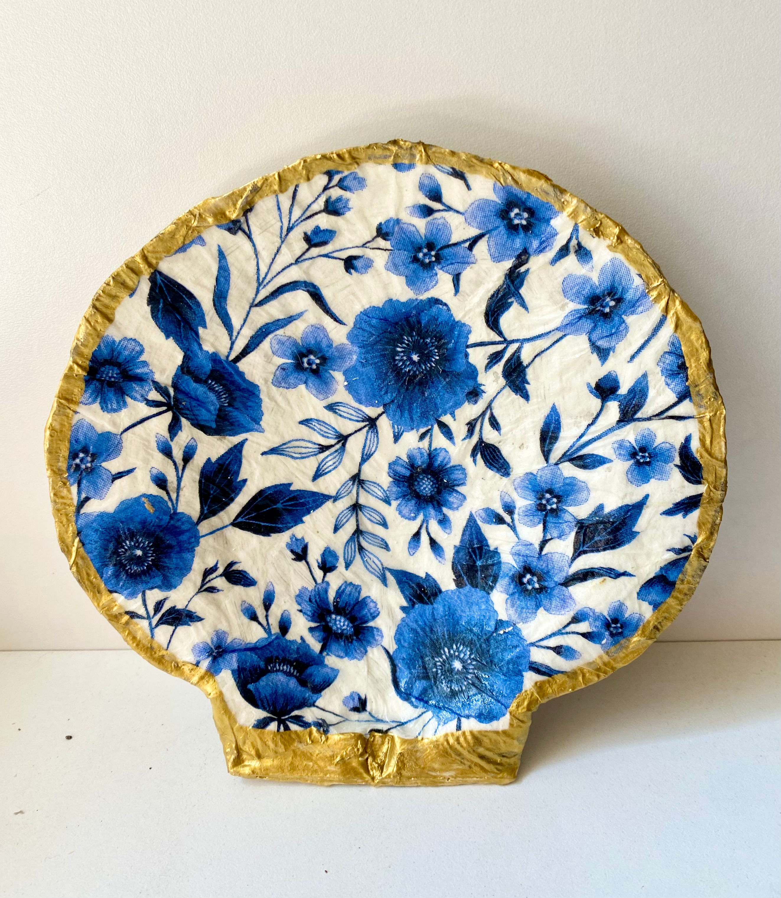 Scallop Shell Jewelry Dish-Chinoiserie Blue