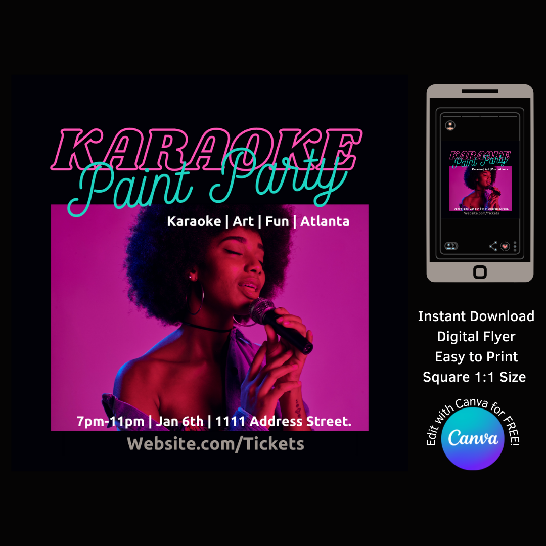 Live Karaoke Invite Template - Paint Party