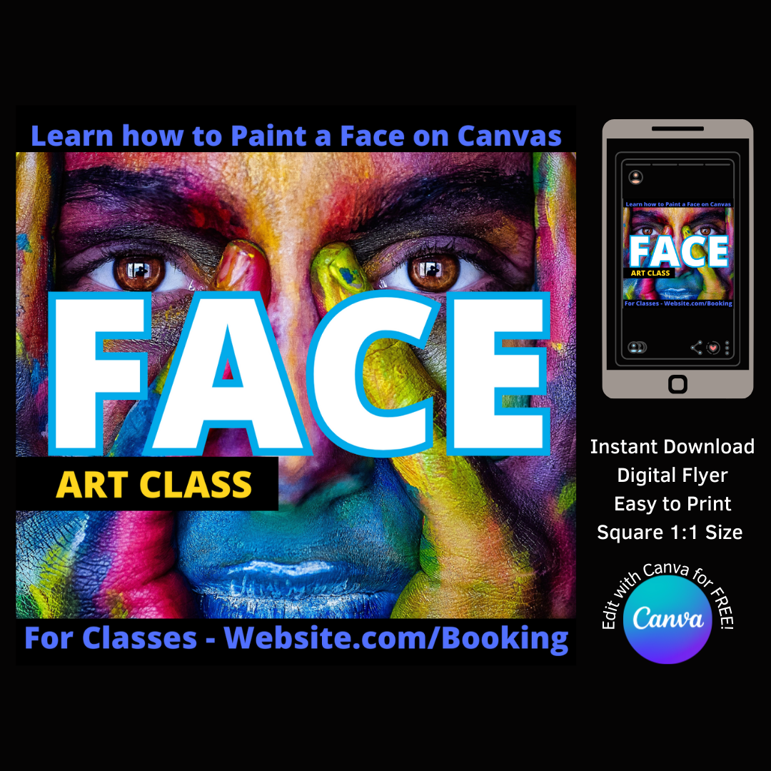 Face Art Class Invite Template - Paint Party