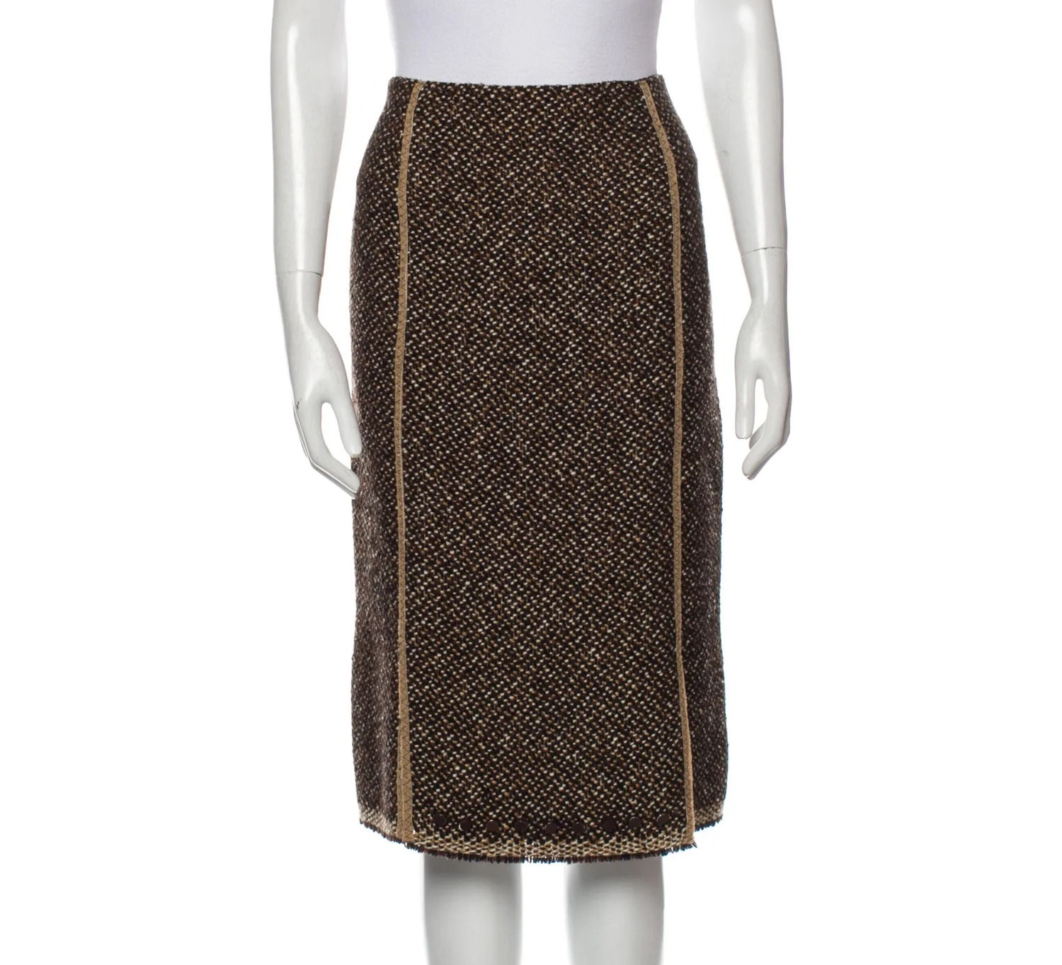PRADA Raw-Edge Trim Knee-Length Skirt